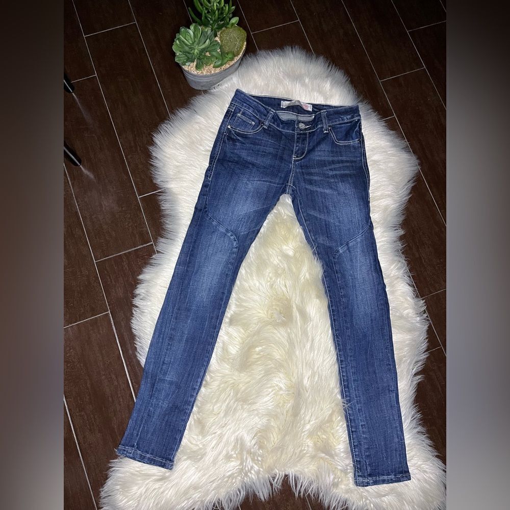 Tin Haul Womens Trixie western Pieced Back Deco Blue Cotton Blend Jeans Sz 26 S - Picture 2 of 12